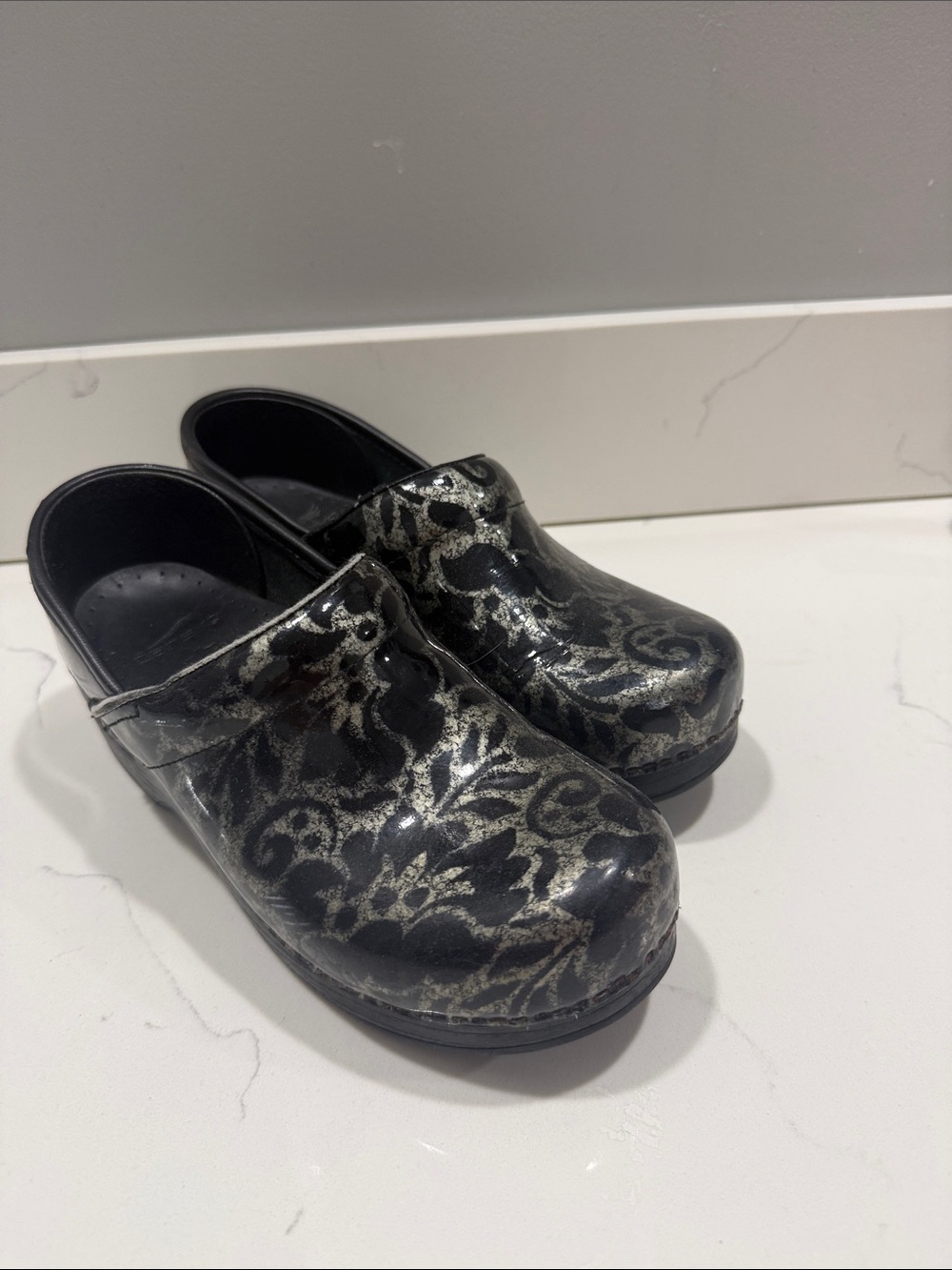 Dansko Black Clogs with Silver Accent
